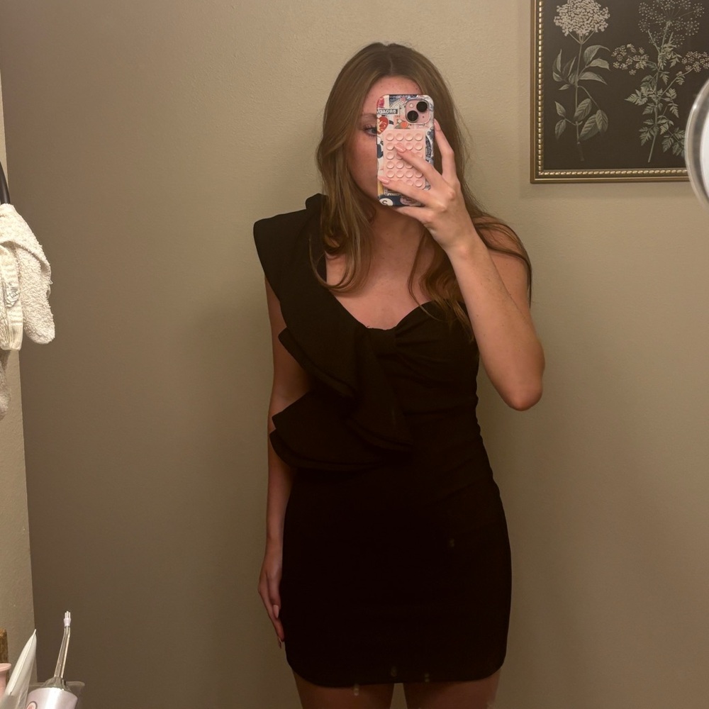 Hello Molly Black One Shoulder Dress